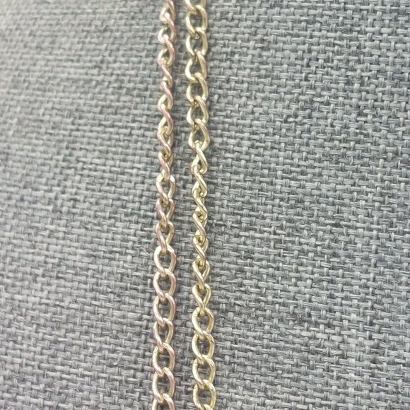 NY New York Necklace  Gold Toned Chain Filigree Framed Faceted Resin Double Stra - Picture 3 of 7